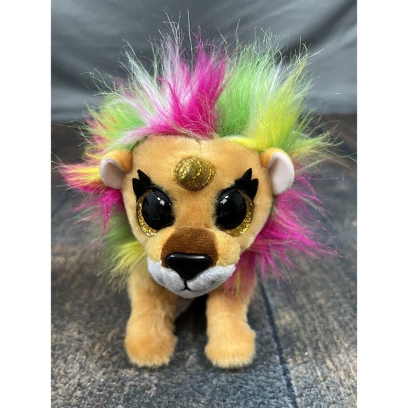 Coco Surprise Lion, Mini Plush, Neon Mane Fur! Bean Stuffed Animal! - Picture 1 of 9